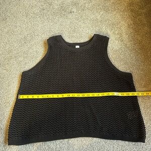 2X Open Knit Black Sleeveless Vest Tank sexy swim cover